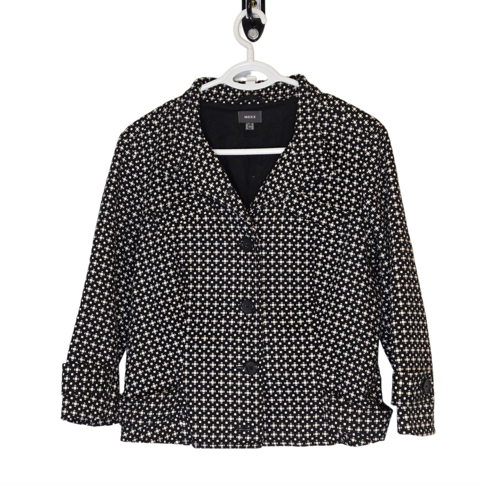 Abstract‎ Neutral Geometric Cropped Blazer Jacket Corpcore Workwear Size 10